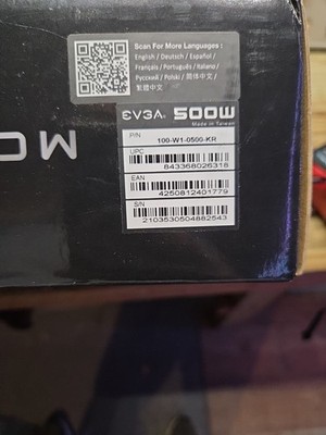 New EVGA 500w 80 Plus Power Supply.  Box Ipen But Never Used.  Brand New