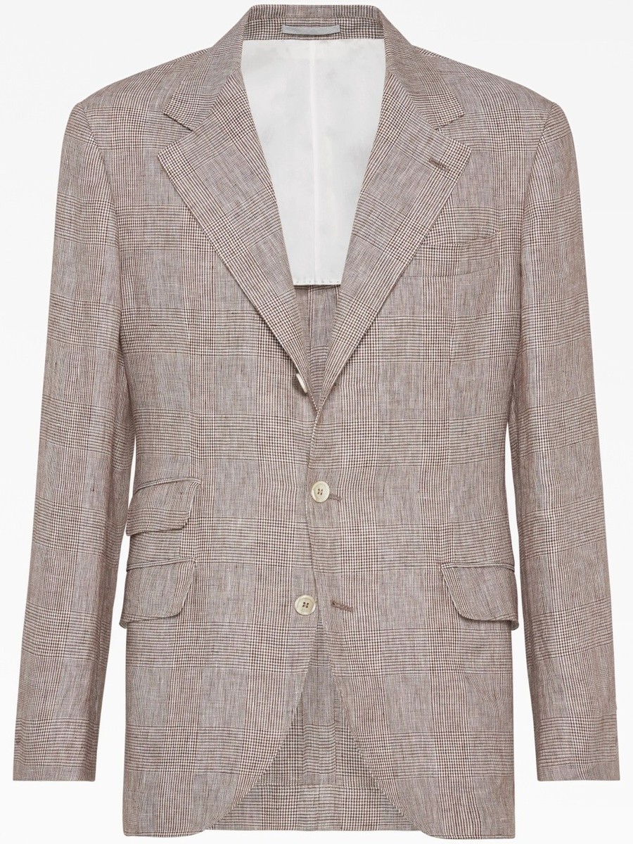 よっ様購入用【BRUNELLO CUCINELLI】リネンジャケット 48 BRUNELLO CUCINELLI MEN'S GREY LINEN CHECK BLAZER MSRP $5445 | eBay