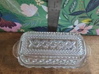 Vintage Anchor Hocking Wexford Cut Glass Covered Butter Dish Diamond XXX Pattern
