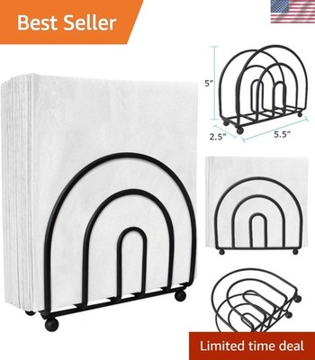Classic Arc Collection Napkin Holder   Durable Black Fabric for Dining Tables