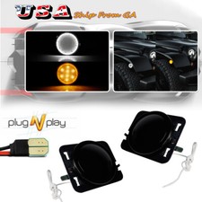 For Jeep Wrangler 07-18 Jk Smoke Front Fender Side Marker Led Light W Halo Ring For Jeep Wrangler 07-18 Jk Smoke Front Fender Side Marker Led Light W Halo Ring