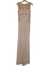 BCBG MAX AZRIA Blush Pink Long Maxi Gown Sleeveless CUTOUTS Lace Keyhole Sz 6