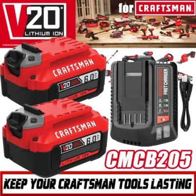 #ad 6.0Ah For V20 Craftsman 20V MAX Lithium Battery CMCB205 CMCB202 CMCB204 Charger $25.99
