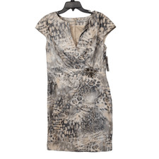 Eliza J Size 14 NWT Knee Length Animal Print Jeweled Dress S MISSING Jewel