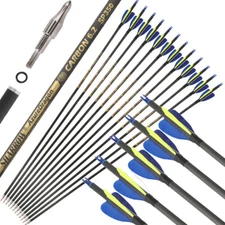 30" Pure Carbon Arrow SP300-600 Archery 2" Feather Recurve Compound Bow Hunting