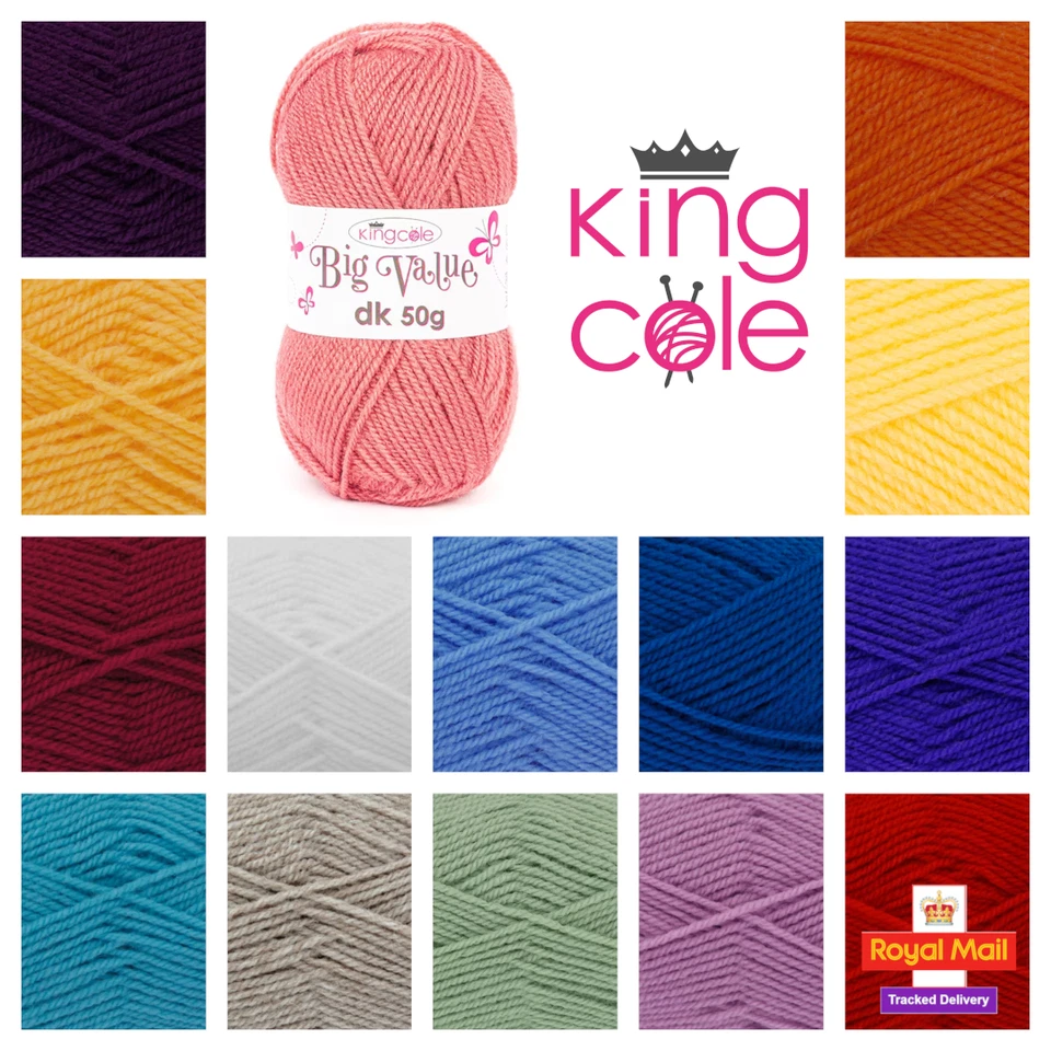 King Cole Big Value DK 50g Knitting Crochet Yarn Acrylic