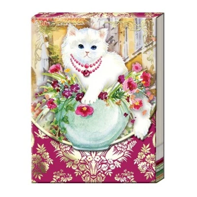Punch Studio Kitten & Vase of Flowers Pocket Notepad 75 Printed Sheets 3" x 4"