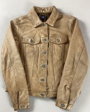 Vintage Gap Leather Trucker Jacket Biker Jacket Y2k Ladies’ Size M