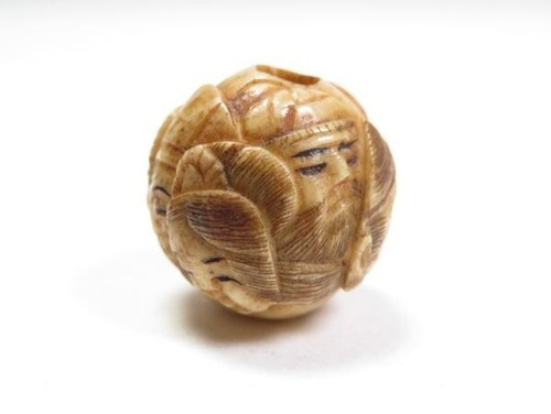 Japanisches Netsuke Antik Gesichter Geweih Schnitzerei Sagemono Meiji Ära - Bild 5 von 6
