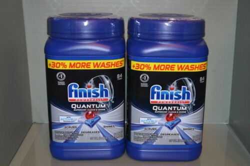 (2) Finish Quantum Activblu Technology Dishwasher Detergent, 84 Tabs In Each