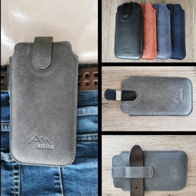 ASSEM echt Leder Gürtel Tasche Schutz Hülle Etui cover Silikon case