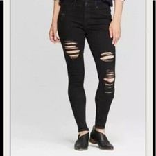 Size 00 - Universal Thread Jeggings High-Rise Distressed Womens Black Wash