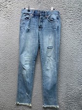 We The Free People Pants Womens Distressed Blue Jeans 25 Reg High Rise Button