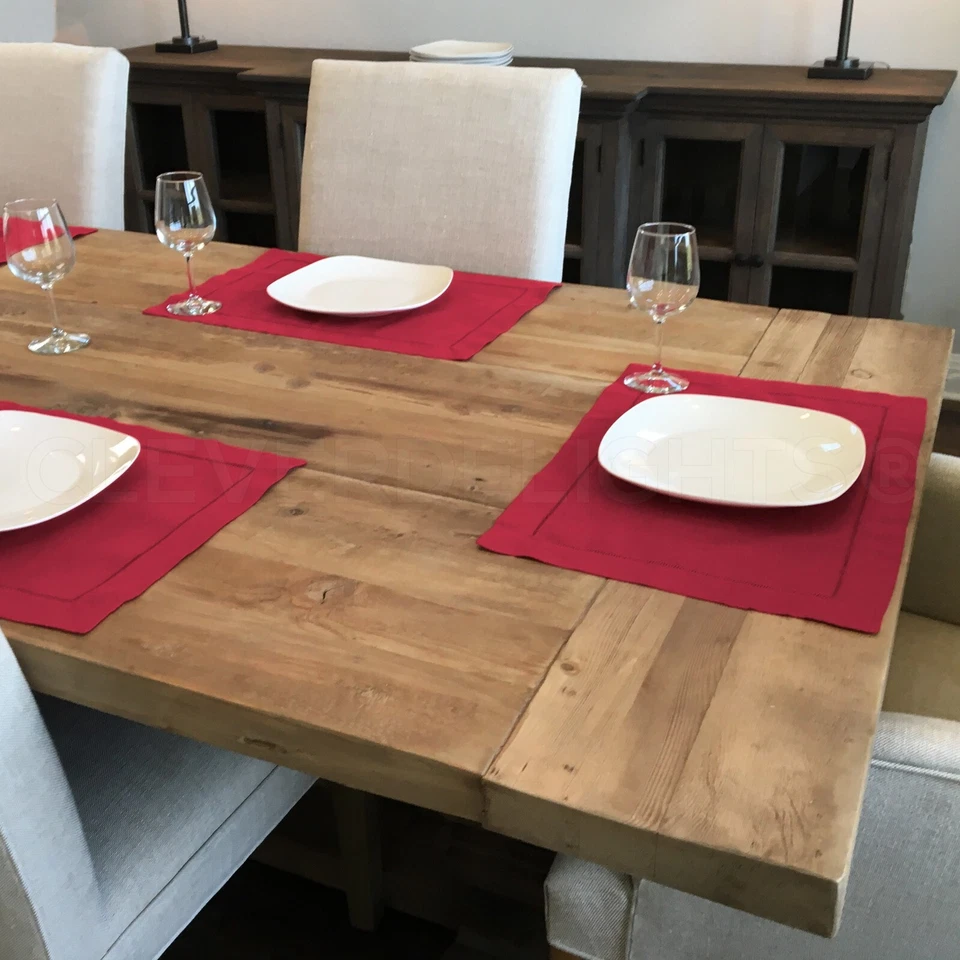 6er Pack - Rot Hohlsaum Tischsets - 14 x 20 Zoll - 55/45 Leinen Baumwollmischung