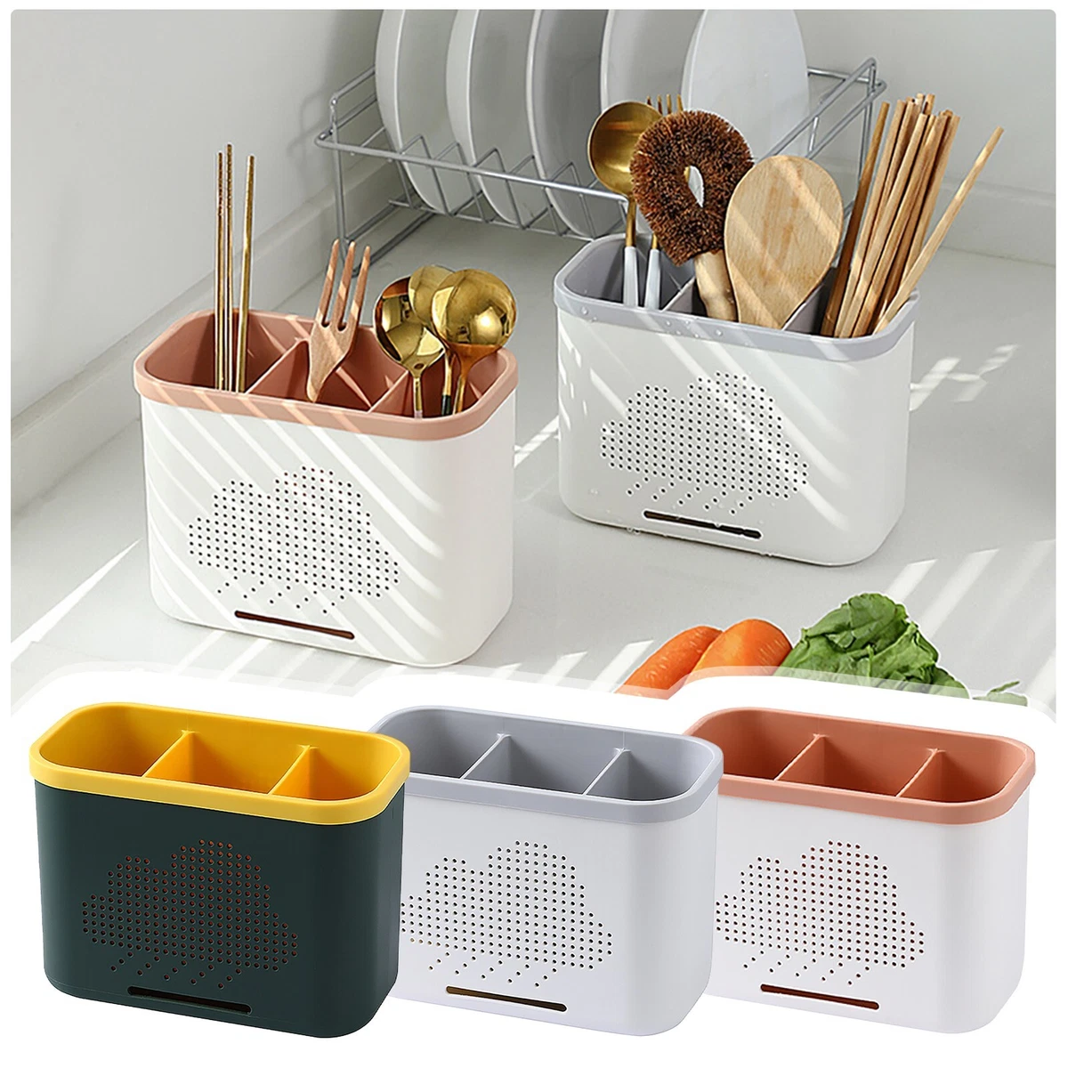 Multifunctional Storage Rack Chopsticks Double Layer Cutlery