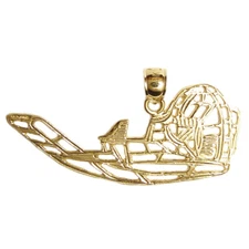 New 14k Yellow Gold Airboat Pendant