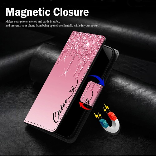 Personalised Case For iPhone 16 15 14 13 Pro Max 12 Wallet Folded Leather Cover - Picture 43 of 105