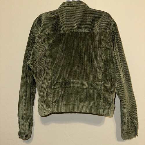 VTG Y2K Green corduroy zip up jacket 90’s 2000’s Grunge Cropped Kurt Cobain L - Picture 7 of 11