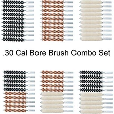 .30 Cal Bore Brush Combo Set, Nylon Brass Cotton Mop Chamber Brush 8-32 TPI