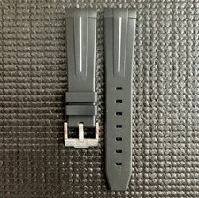 21mm BLACK Vulcanized Caoutchouc rubber Strap 42mm Explorer II WHITE Strip