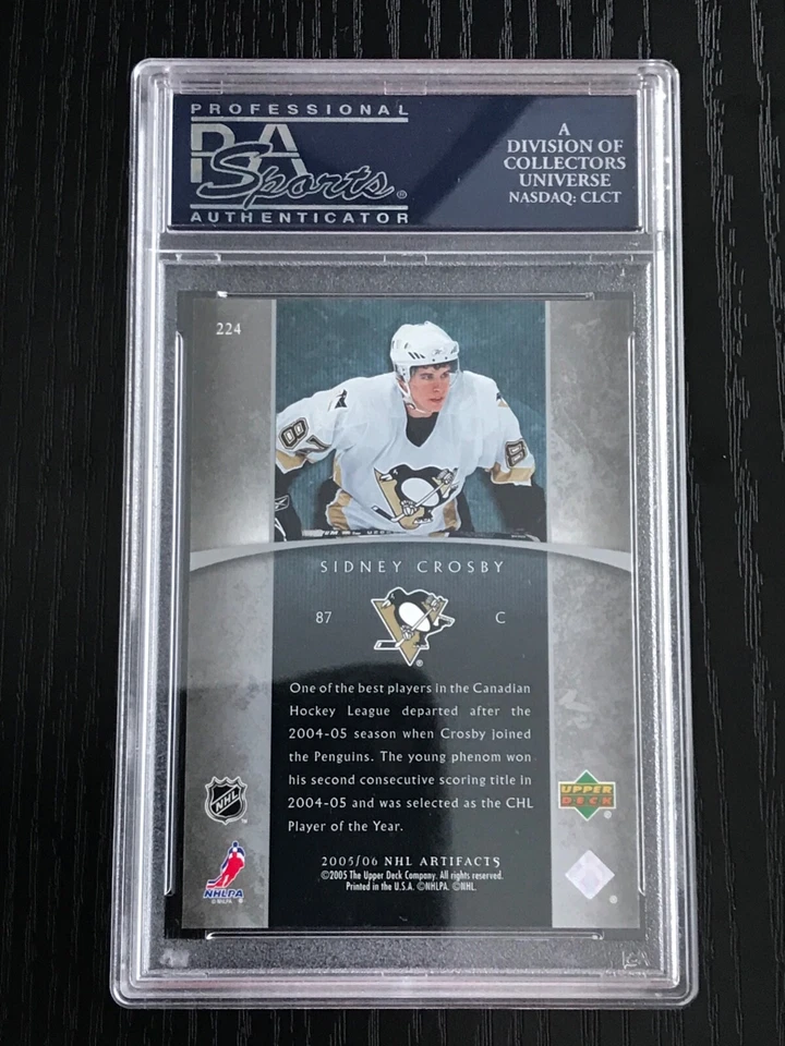 2005/06 Upper Deck Artifacts Sidney Crosby /750 PSA 10 Gem Mt Pop 7 Card #224 - Image 4 of 4