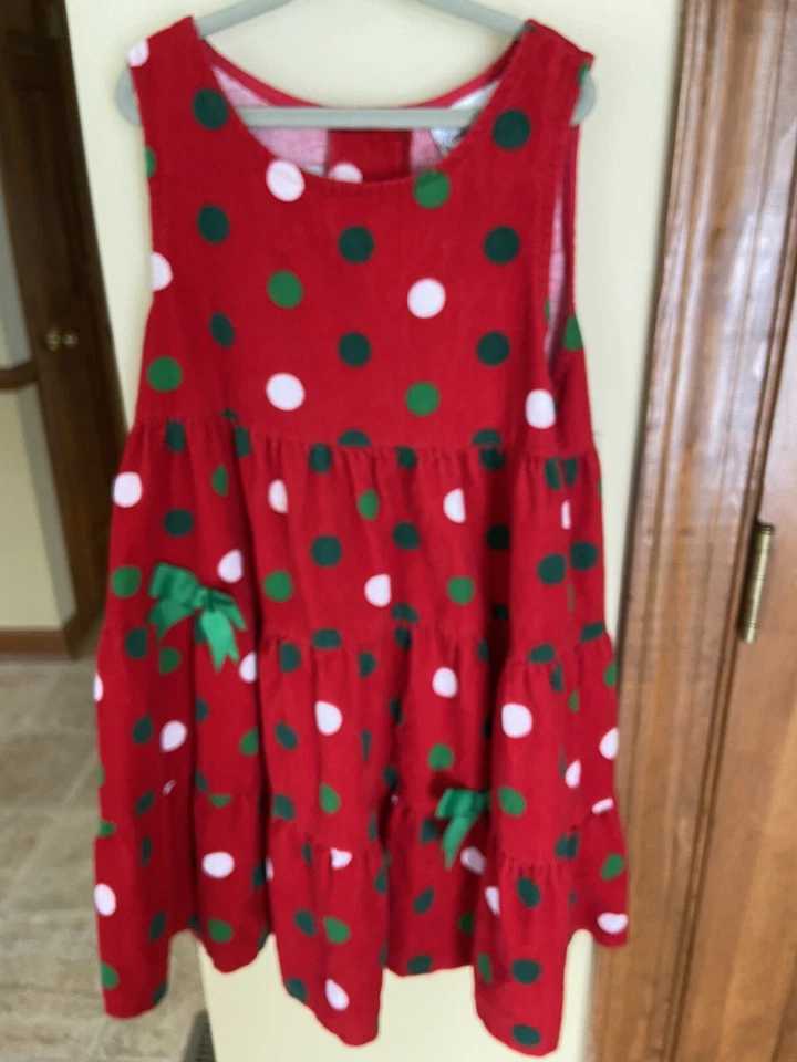 Vestido Jersey Niña Cordón Rojo Con Lunares Verdes y Blancos Talla 6X EDICIONES RARAS Foto 2 de 4