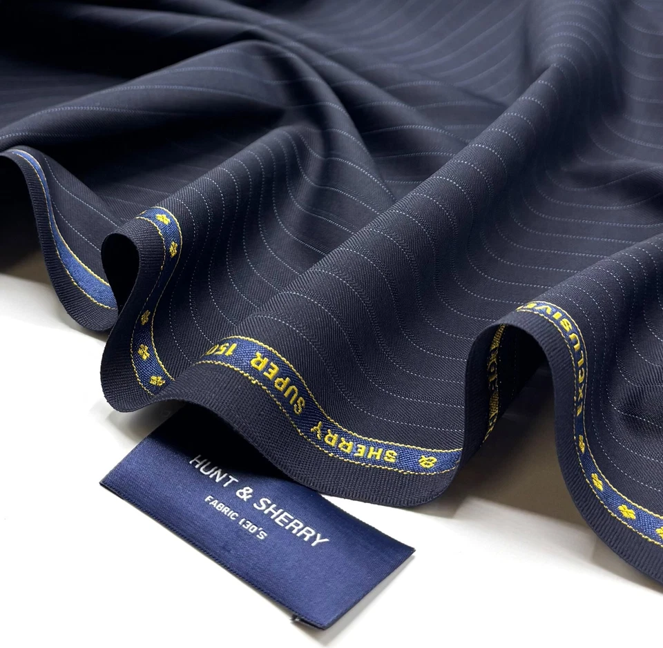Blue Striped Super 150s Wool Blend Fabric Suiting Thobes Dishdasha 3.50m x 1.50m - Image 2 of 4