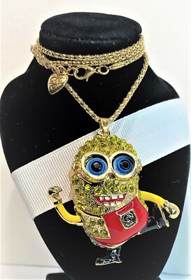 BETSEY JOHNSON CARTOON CHARACTER MINION RED PANTS GOLD PENDANT & GOLD CHAIN | eBay