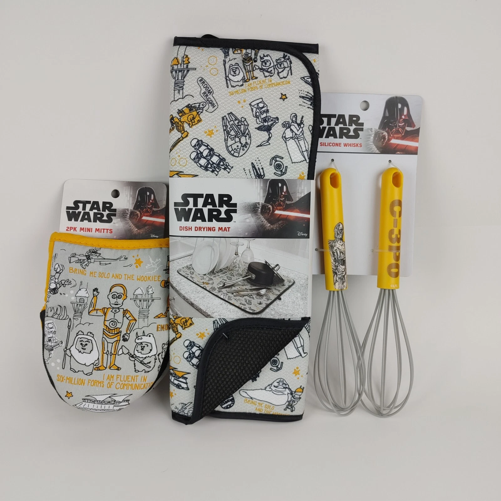 Star Wars Return of the Jedi Dish Drying Mat Mini Oven Mitts C3PO Whisks Bundle