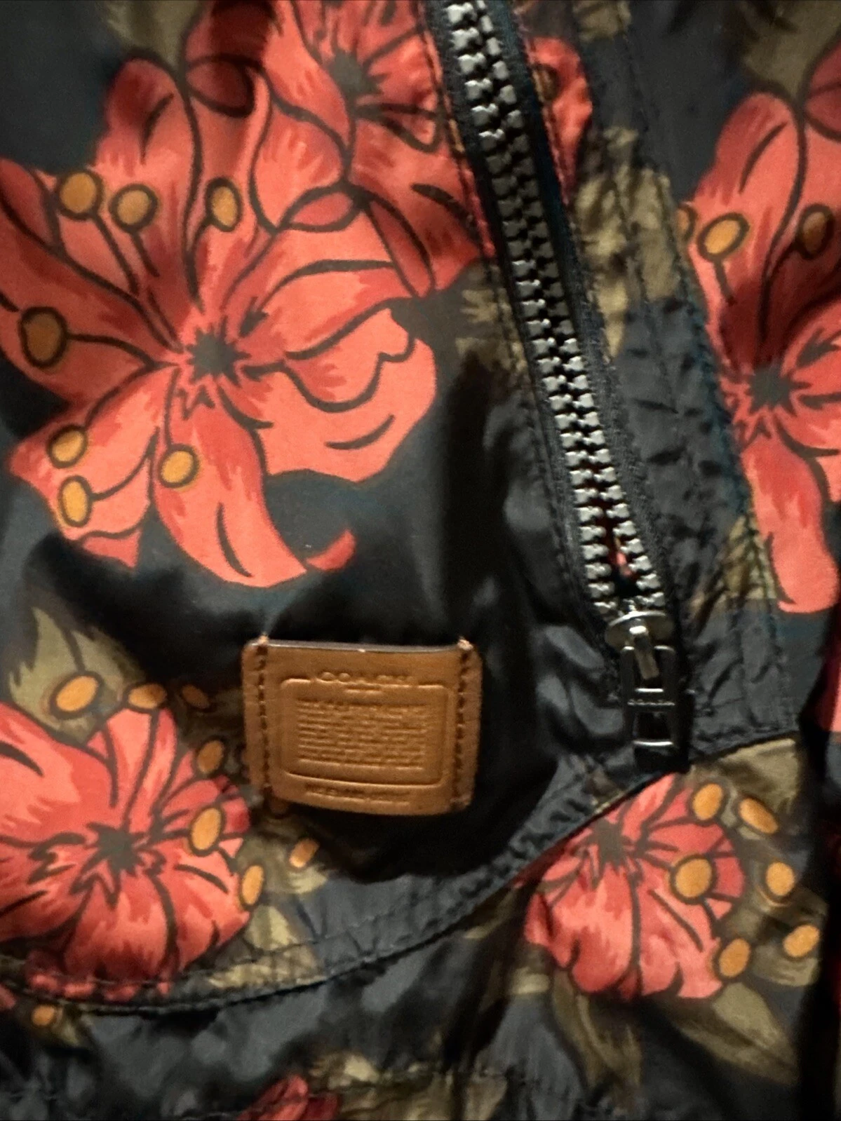 Giacca a vento Coach floreale con cappuccio donna taglia M nuova senza etichette