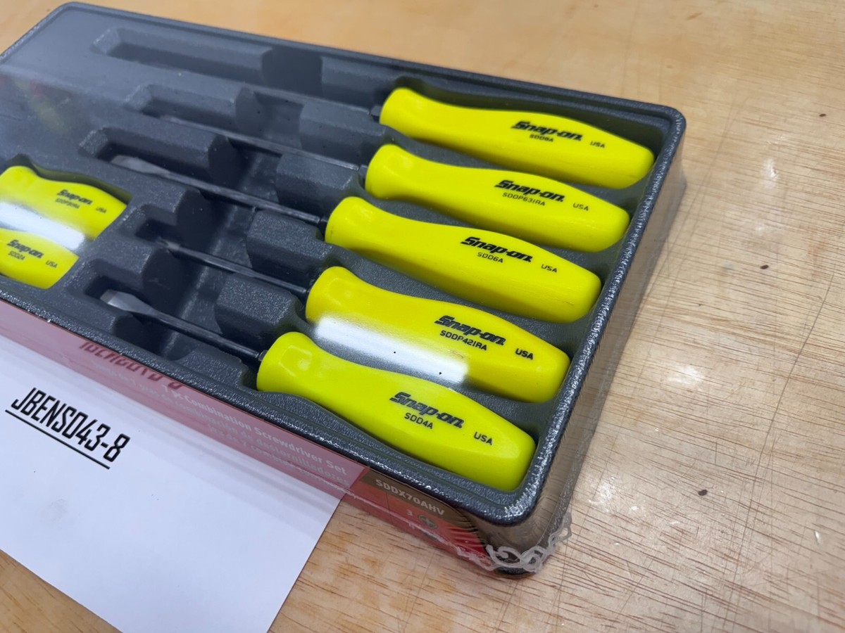 Snap-on Tools USA NEW 7pc HI-VIZ Hard Grip Combination Screwdriver