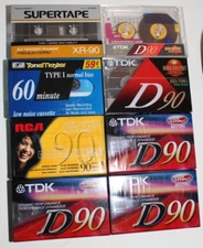 7 VINTAGE BLANK CASSETTE TAPES TDK D90 SUPERTAPE RCA 90 TONEMASER NEW SEALED +1
