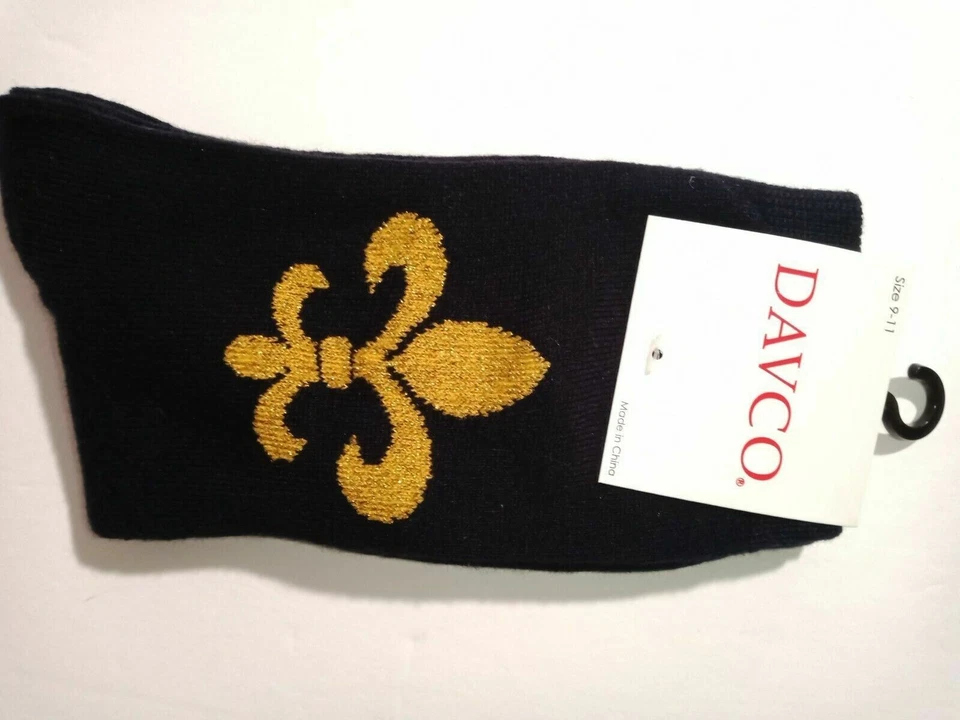 Calcetines negros Davco con símbolo de flor de lis, santos, atlético Mardi Gras, 9-11 Foto 2 de 3