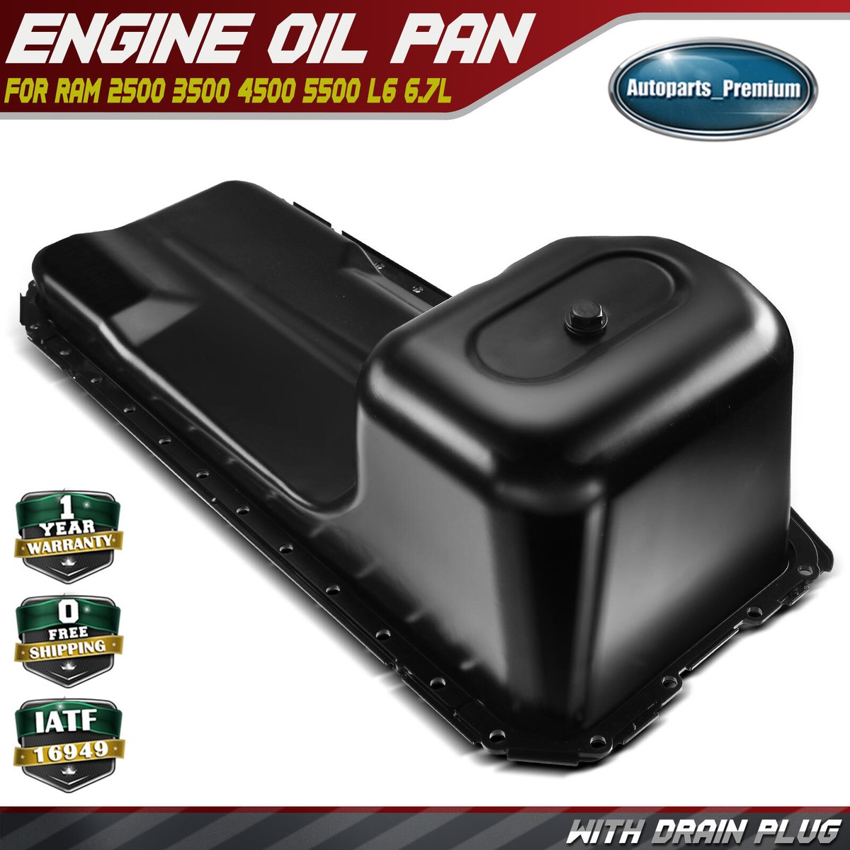 A-Premium Engine Oil Pan For Ram 2500 3500 4500 5500 2013-2024 6.7L Cummins Diesel - Steel