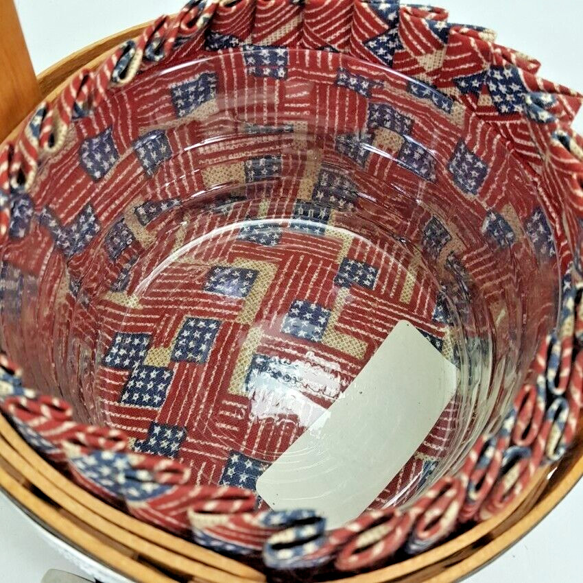 Longaberger 1997 Inaugural Basket Badge Tie On Eagle Coin Plastic Cloth Liner  .