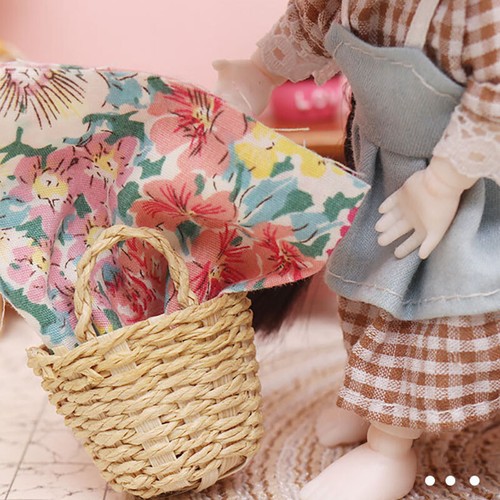 2PCS Dollhouse Miniatures 1:12 Woven Picnic Laundry Basket Rattan Bin Storage - Picture 8 of 10