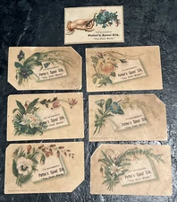 7 Victorian Trade Cards Potter’s Spool Silk, Chicago Silk Mfg c1880