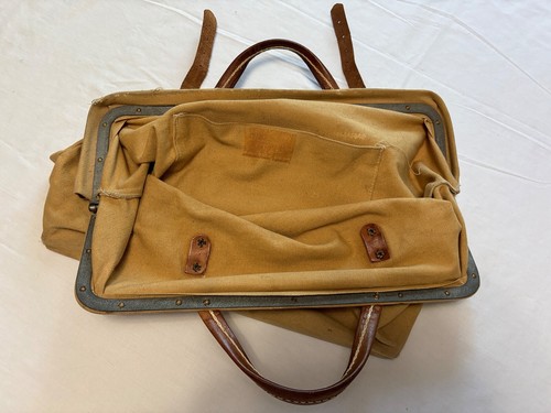 Antique Canvas Leather Buckle Gladstone Weekender Vintage Travel Bag LL Bean - Picture 5 of 7
