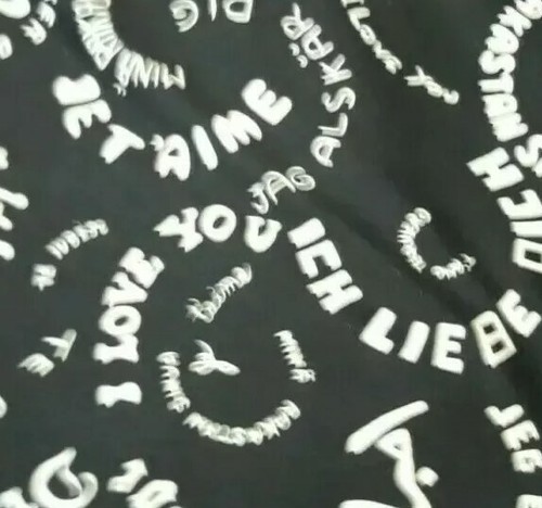 3 Yards I LOVE YOU Writing World Languages WINSTON PRINT Polyester FABRIC BLACK