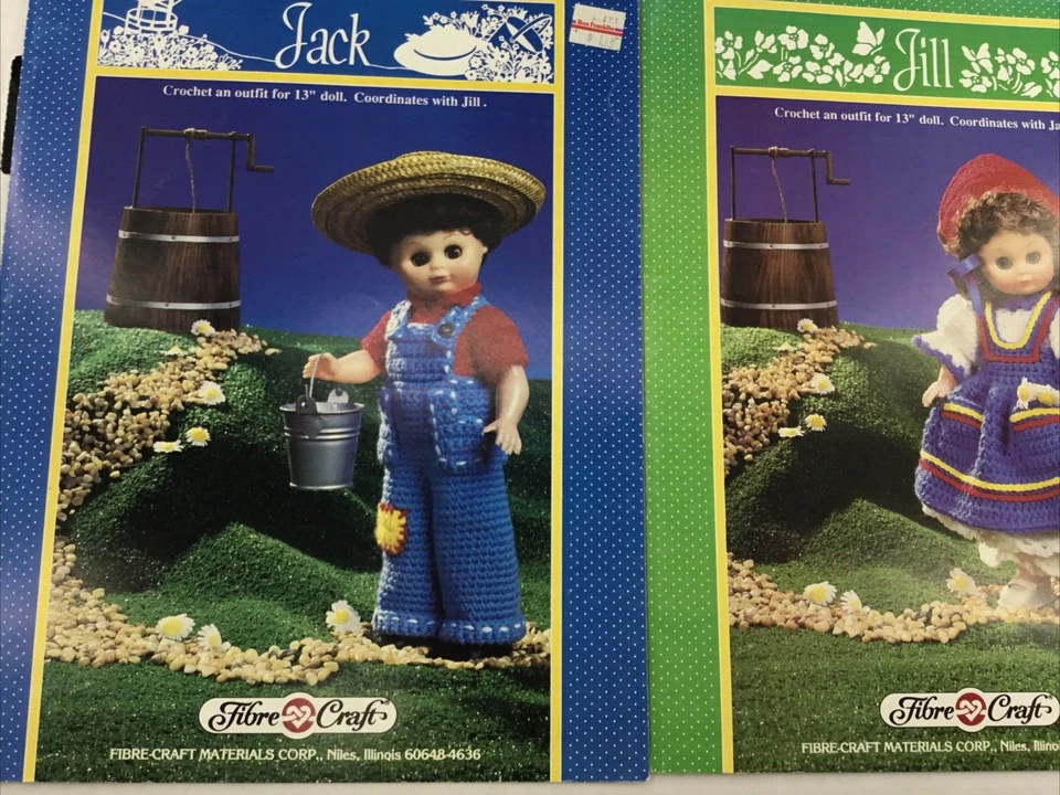 Crochet Pattern Leaflets Fibre Craft 1988 Jack & Jill Doll Clothes Granny Core - Image 2 of 4
