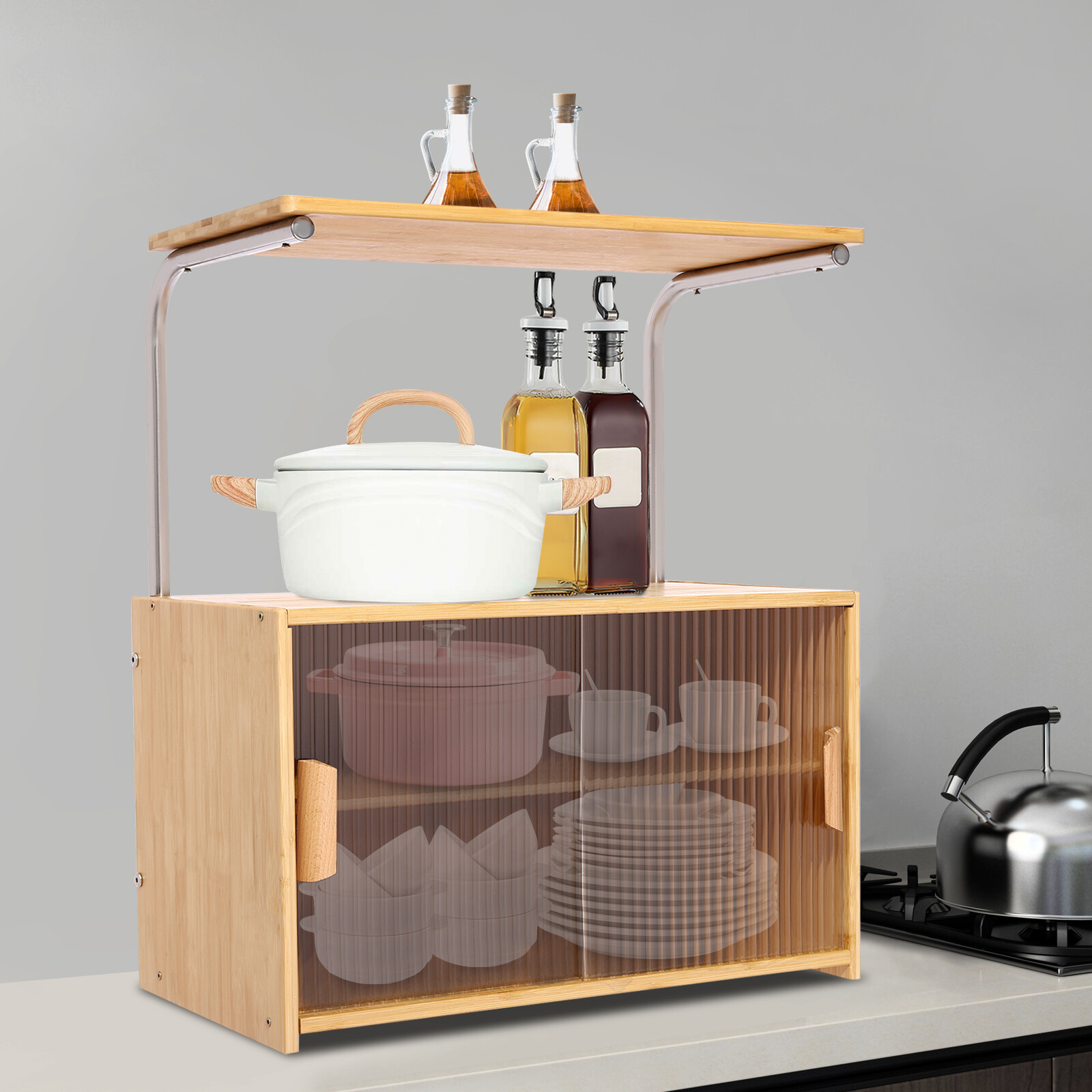 Freestanding Countertop Kitchen Storage Cabinet for Microwaves