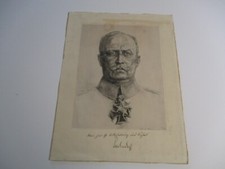 ANTIQUE WW1 ETCHING OFFICER MEDALS PORTRAIT PENCIL SIGNED DATED OLD MASTER