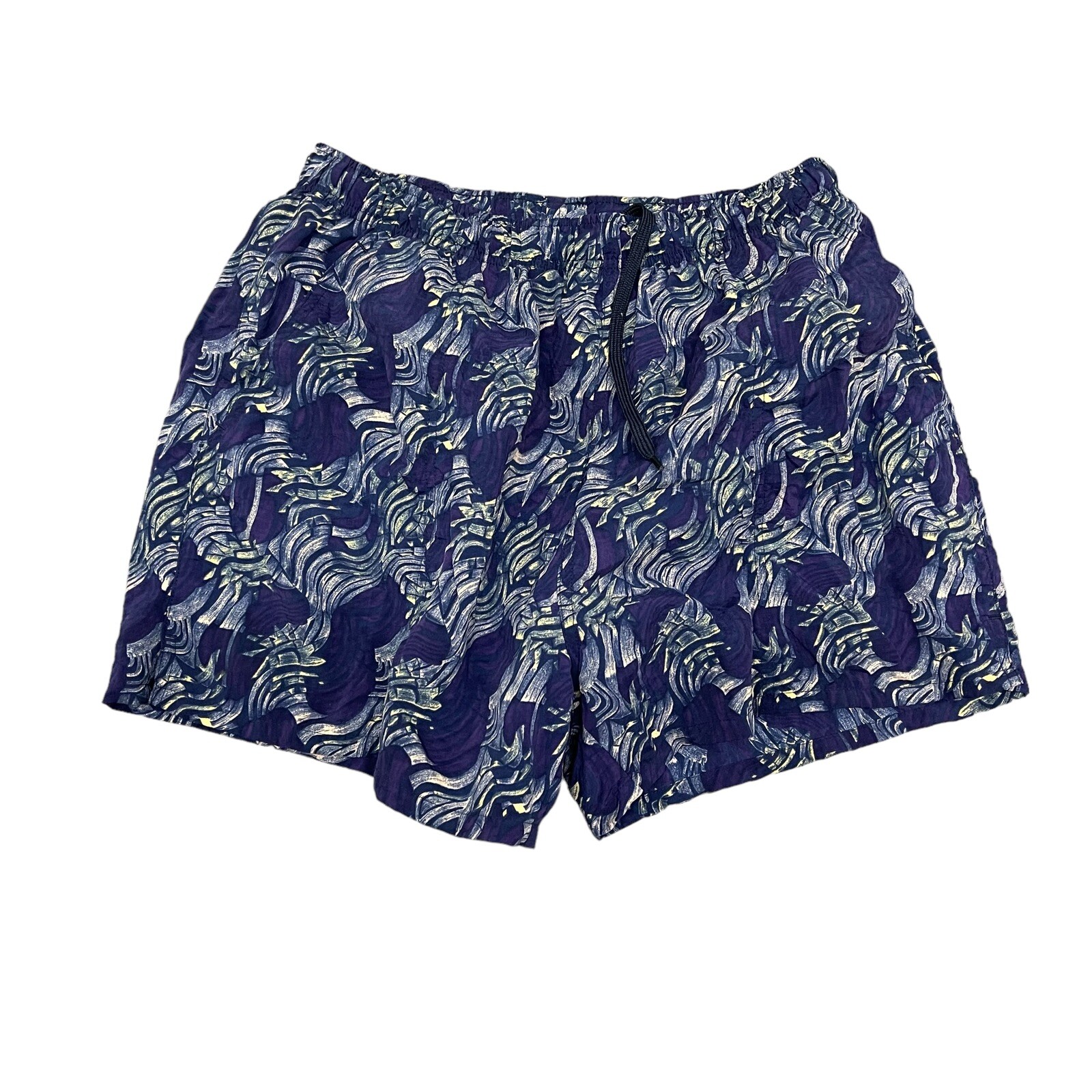 Vintage 90s White Sierra Abstract Art Swim Trunks Adu… - Gem