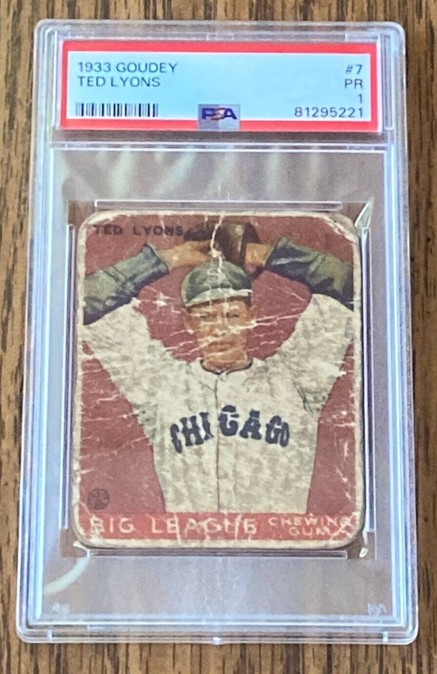 1933 Goudey Big League Baseball #7 Ted Lyons RC PSA 1 Rookie HOF Chicago Cubs