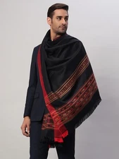 Indian Woven Pashmina Soft Wool 100% Cashmere Men's Scarf Shawl Wrap Stole Black