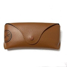Ray-Ban Tan Brown Vegan Leather Pebbled Sunglass Case Unisex Snap Closure