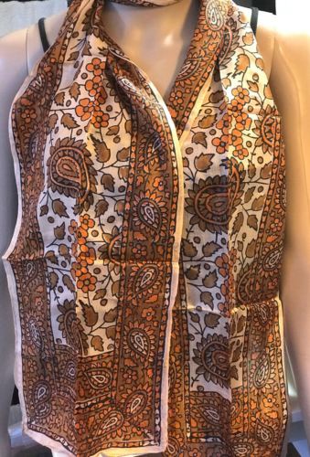 100% Silk Vintage Floral/Paisley Print Scarf 62''X10'' Handmade - Picture 13 of 13