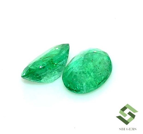 6.75x5 mm Certified Natural Emerald Oval Cut Pair 1.17 CTS Untreated Loose Gems - Picture 6 of 8