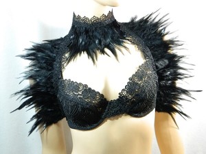Federstola schwarz Bolero Shrug Wrap Gothic Steampunk