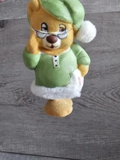 VTG Jasco Caring Critters Chimer Bisque Porcelain Christmas Ornament Bear 235a